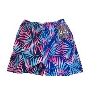UZZI NWT Tropical Leaf Patterned Boy's Swim Shorts In Navy/Royal Size M Beach